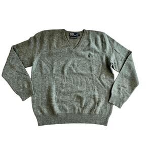 Polo Ralph Lauren Grey Lambswool V-neck Sweater sz X LARGE